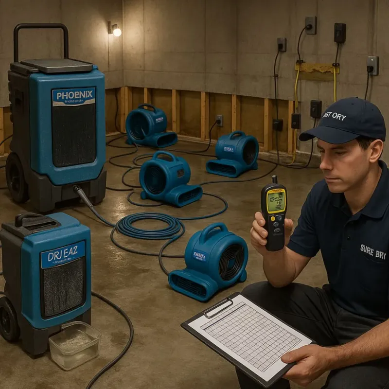 Structural Drying and Dehumidification process in Dranesville, VA